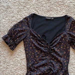 Nasty Gal Floral Smocked Bodysuit